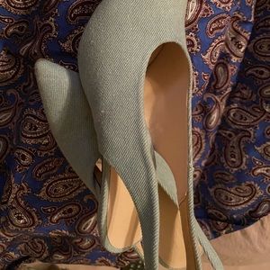 Denim slingback heels